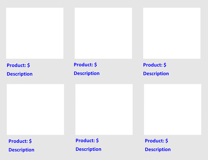 layout of similar eCommerce applications