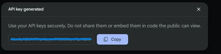 You will see your API key