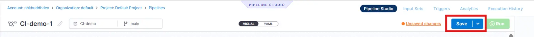 Fig 18 – Save button and Pipeline in GitHub