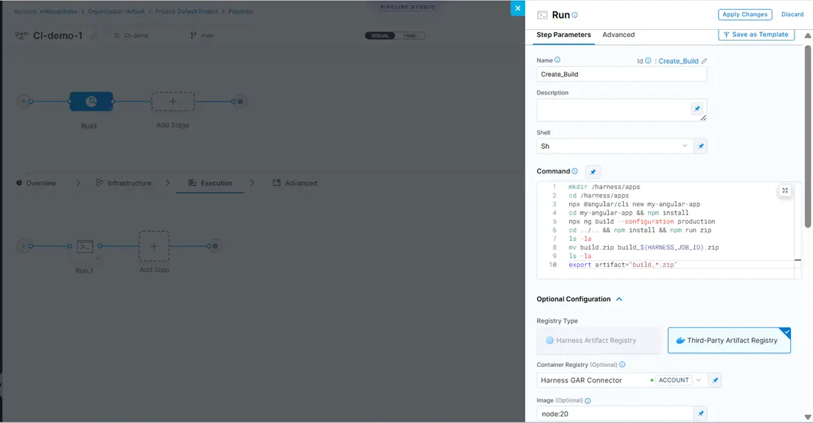 Fig 9 – Configuring the Run Step