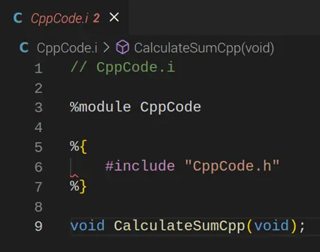 The CppCode.i file