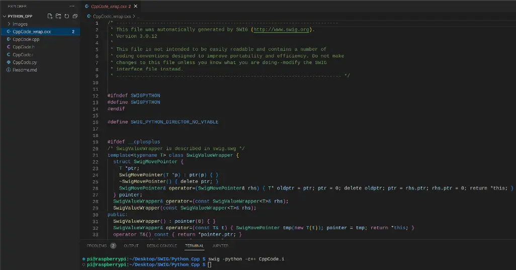 swig -python -c++ CppCode.i
