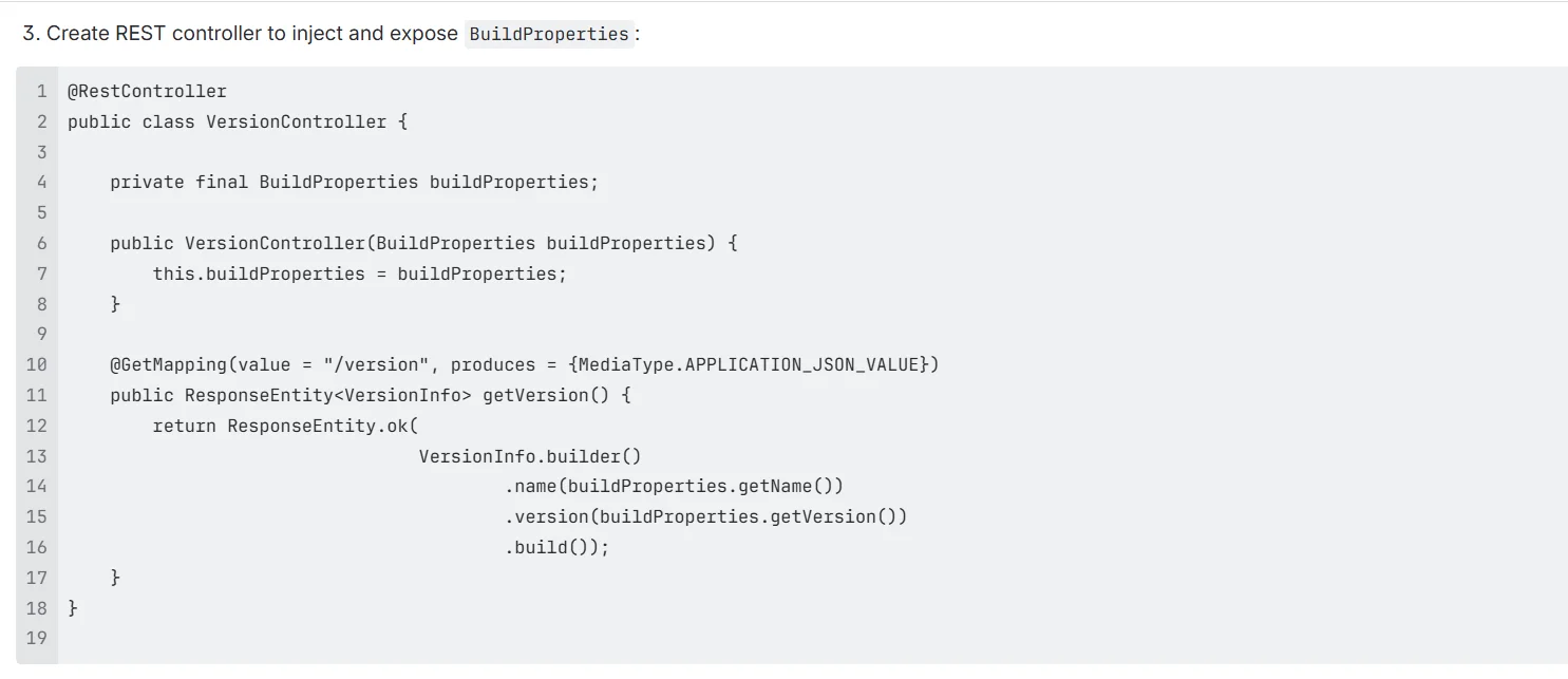 Version Endpoint in Spring Boot