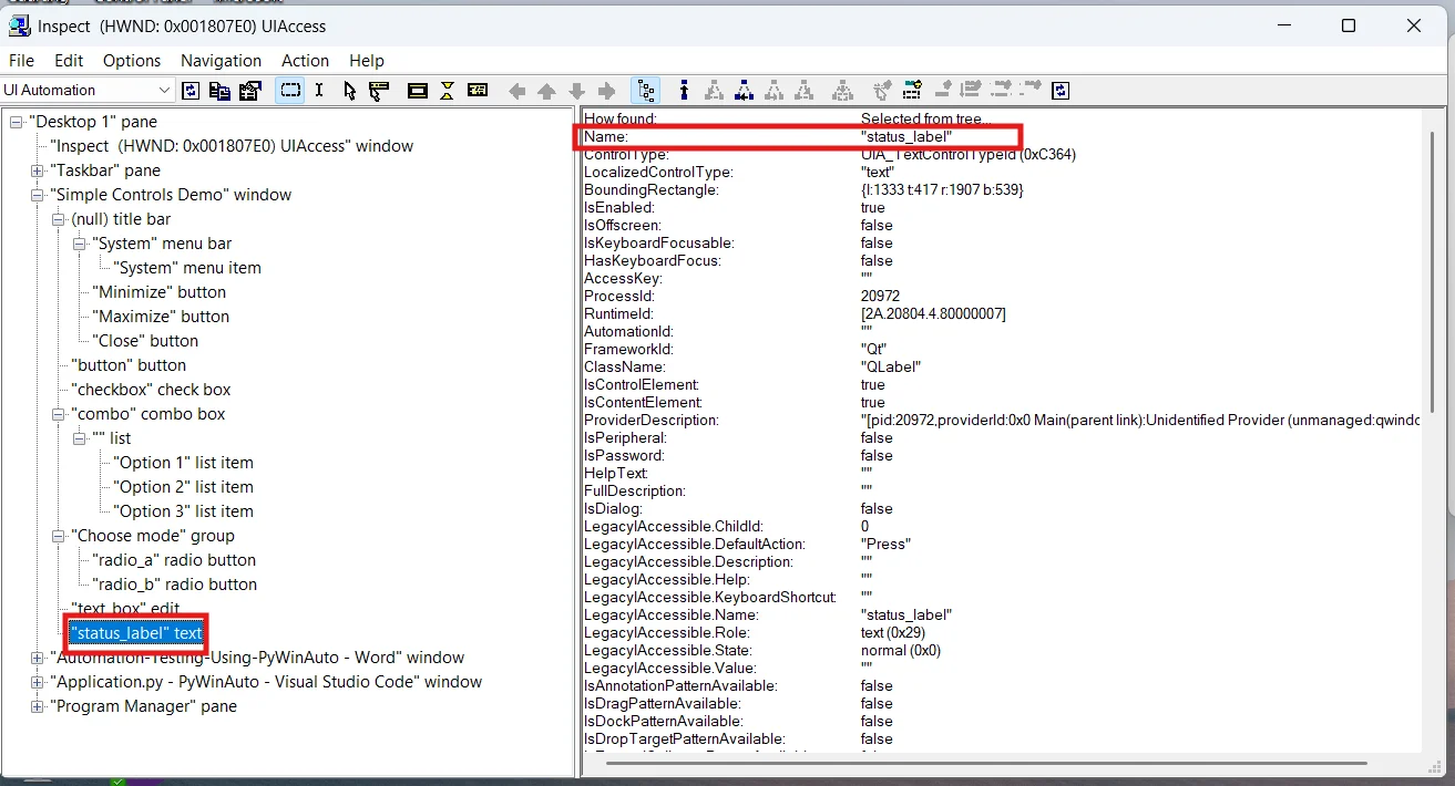 UI Automation with PyWinAuto and Allure Reports Check the available name in the Name attribute